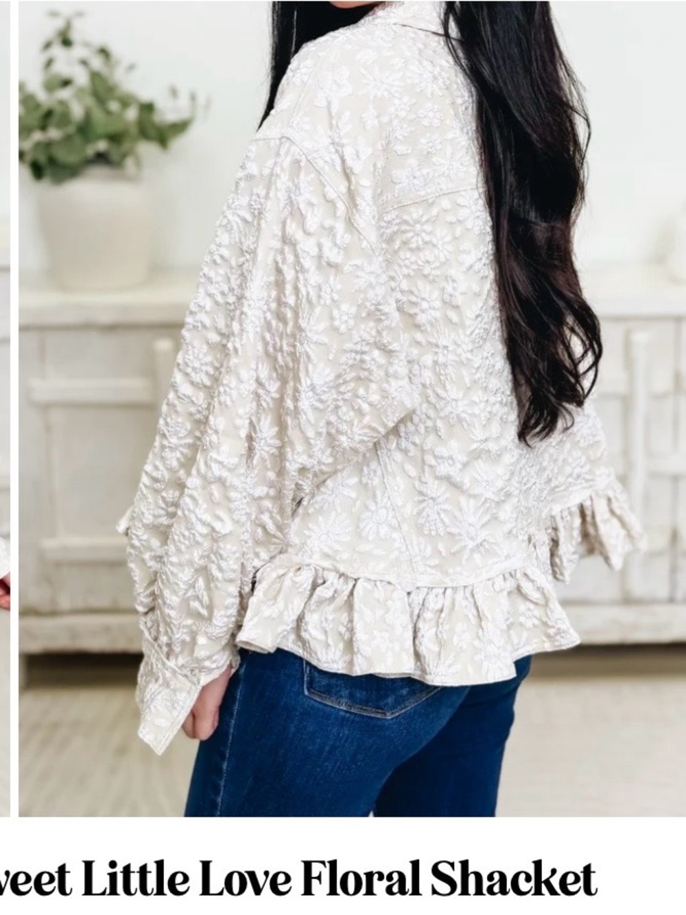 BiBi Cream Embroidered Ruffle Hem Jacket - Picture 2 of 2
